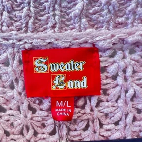 SweaterLand Pink Knitted Sweater M/L crew neck soft texture - Picture 2 of 7